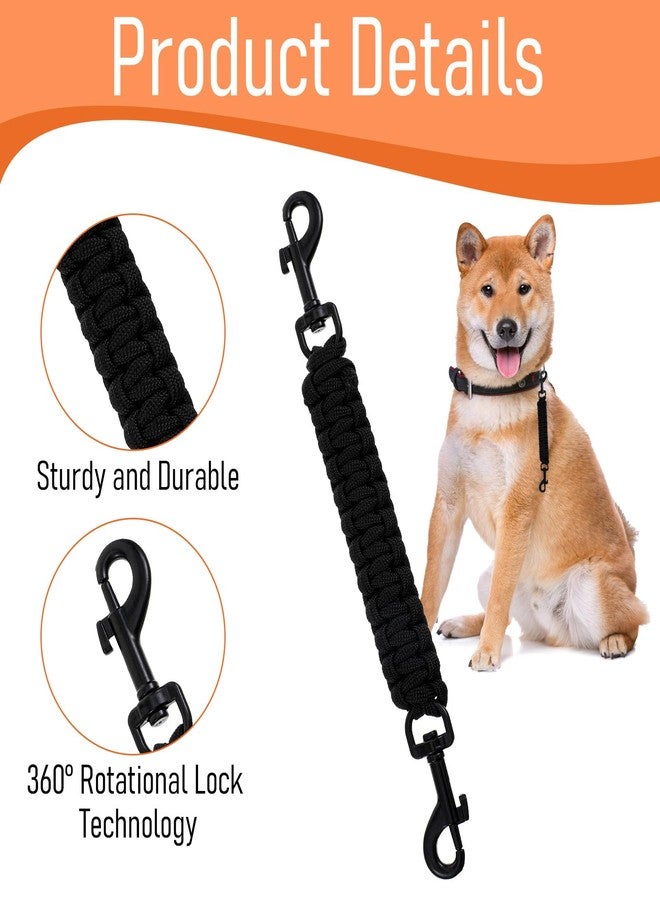 Thrymme Dog Collar Safety Clip, Adjustable Backup Clip for Dog Harnesses, Handmade Backup Safety Strap, Double-Ended Collar Leash(Black) - Image 2