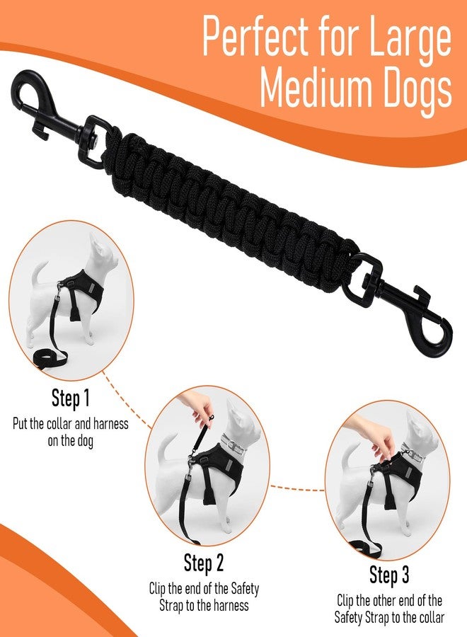 Thrymme Dog Collar Safety Clip, Adjustable Backup Clip for Dog Harnesses, Handmade Backup Safety Strap, Double-Ended Collar Leash(Black) - Image 4