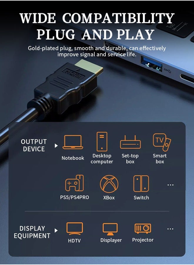 Generic - HDMI Cable 4K@60Hz Dynamic HDR, Gold-Plated Plug Stable Transmission, Suitable for Monitors, Laptops, Projectors, Xbox - Image 1