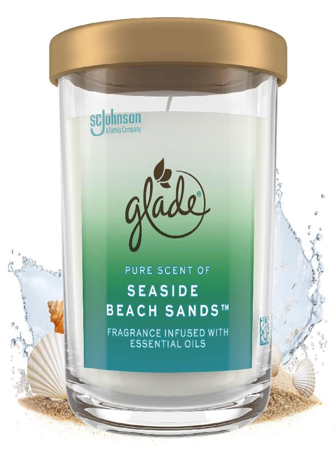 Glade Candle Large Jar, Large Candle Infused with Essential Oils, Air Freshener for Home Decor, Seaside Beach Sands, 16oz - Image 2