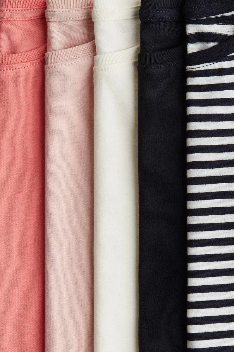 اتش اند ام تي-شيرت من القطن - عبوة من 5 قطع