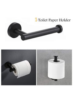 SUS 304 Stainless Steel Wall Mounted - Includes Bathroom Toilet Paper Holder, 2X Robe Towel Hooks Accessories Kit（3 PCS ，Matte Black）