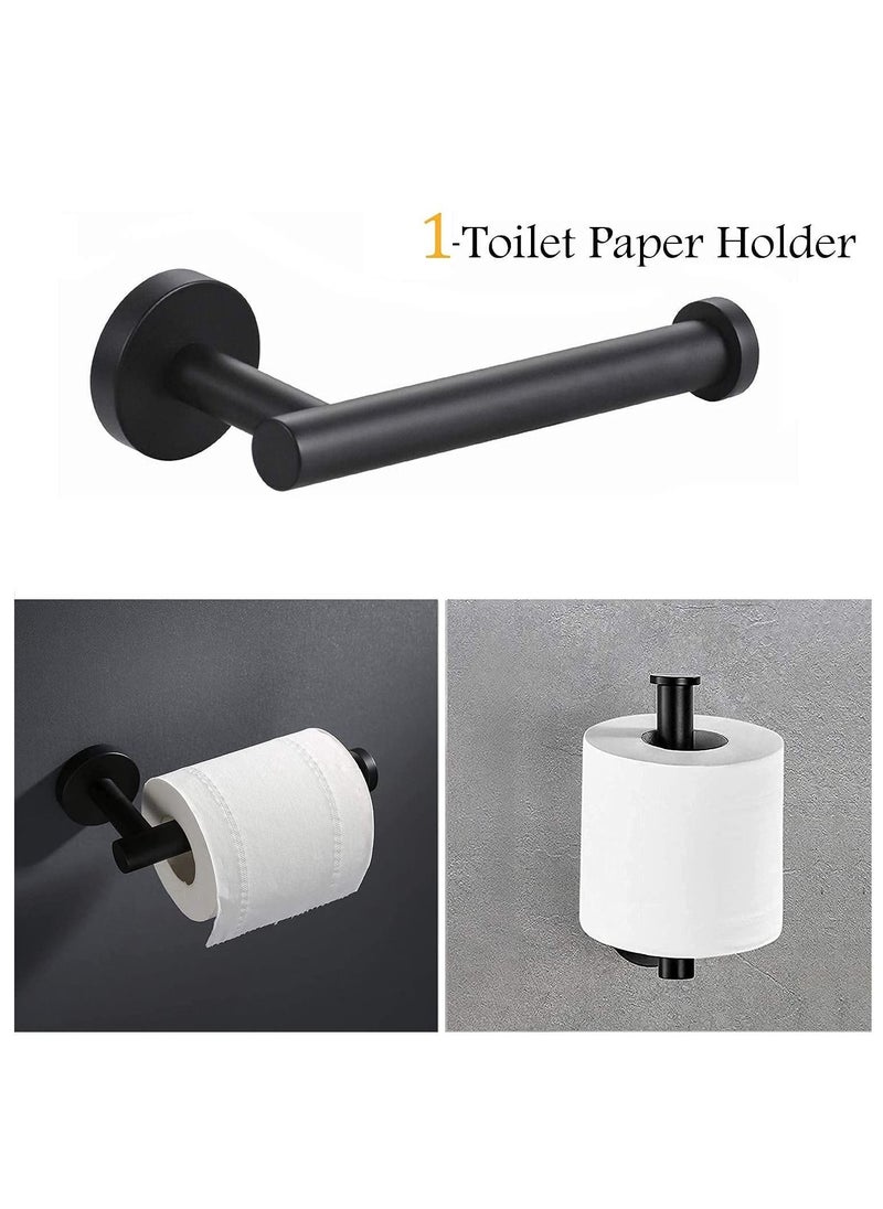 NIBEMINENT - SUS 304 Stainless Steel Wall Mounted - Includes Bathroom Toilet Paper Holder, 2X Robe Towel Hooks Accessories Kit（3 PCS ，Matte Black） - Image 1