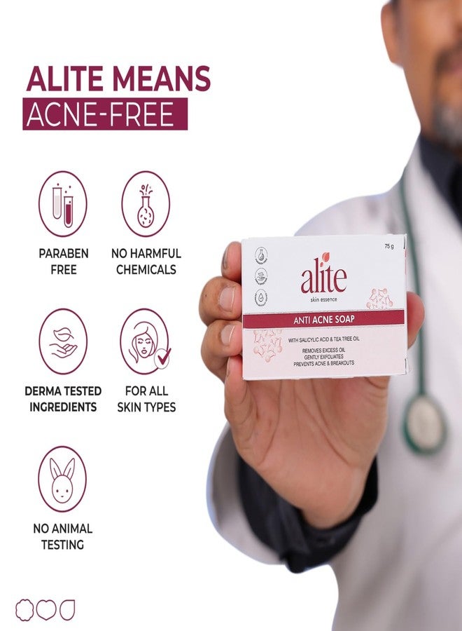 Alite Anti Acne Soap | Fights Body Acne with Instant Microbial Action | Removes Excess Oil & Controls Sebum Production | Deep Cleanses, Purifies & Refreshes Skin Pack of 2 (75g each) - Image 3