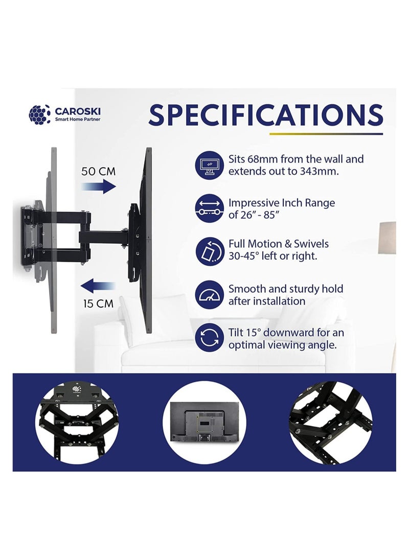 ELTRAZONE - TV Wall Mount - TV Mount/TV Stand Wall Mount for 32,40,50,55,65, 75 To 85 Inch LED, Swivel TV Bracket with Dual Articulating Arms - Image 1