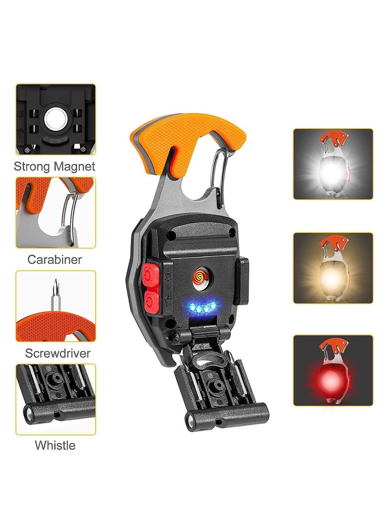 ELTRAZONE - Portable Mini LED Small Work Light Keychain Flashlight 7 Modes 800 Lumens Rechargeable Inspection Lights with Bottle Opener Magnetic Base for Camping Repair Emergency Lighting - Image 1