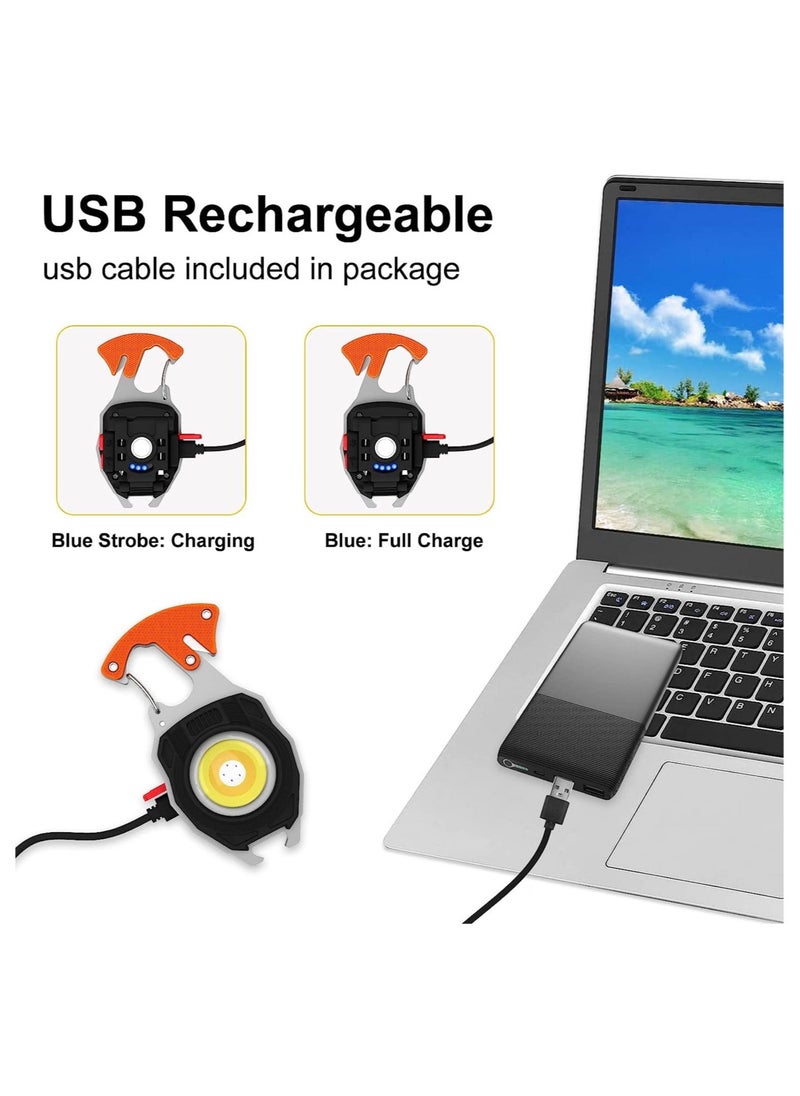 ELTRAZONE - Portable Mini LED Small Work Light Keychain Flashlight 7 Modes 800 Lumens Rechargeable Inspection Lights with Bottle Opener Magnetic Base for Camping Repair Emergency Lighting - Image 1