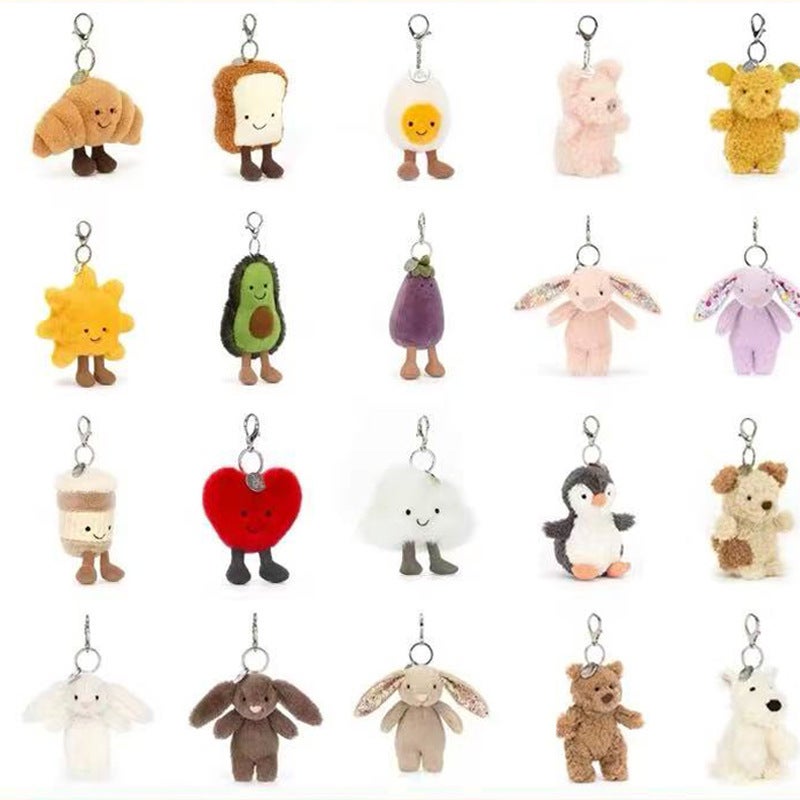 Plush Animal Keychain Pendant Doll, Assorted Designs, 9-11cm - Image 1