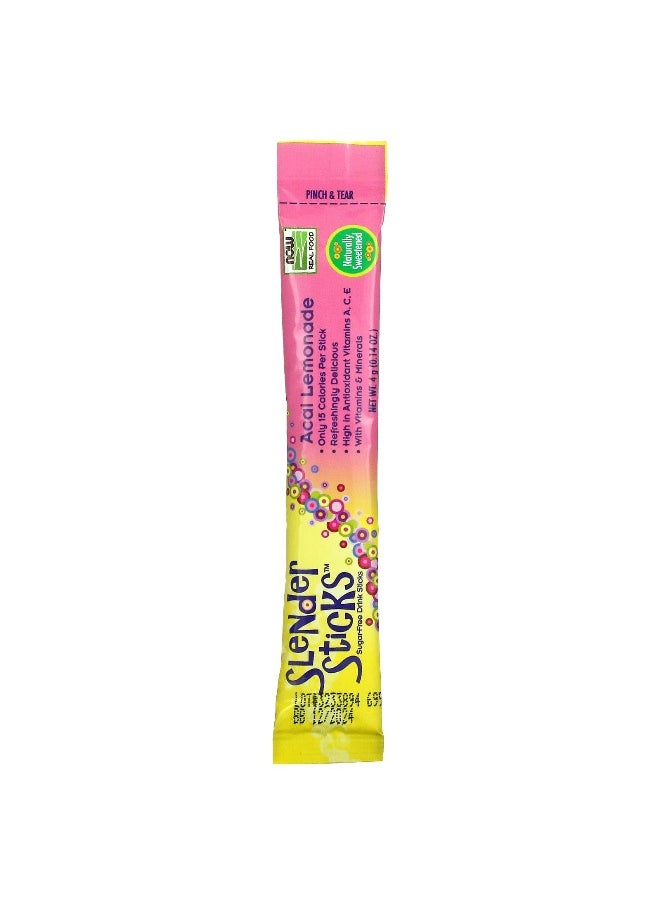 Now Foods NOW Foods, Real Food, Slender Sticks, Acai Lemonade, 12 Sticks, 0.14 oz (4 g) Each  - Image 3