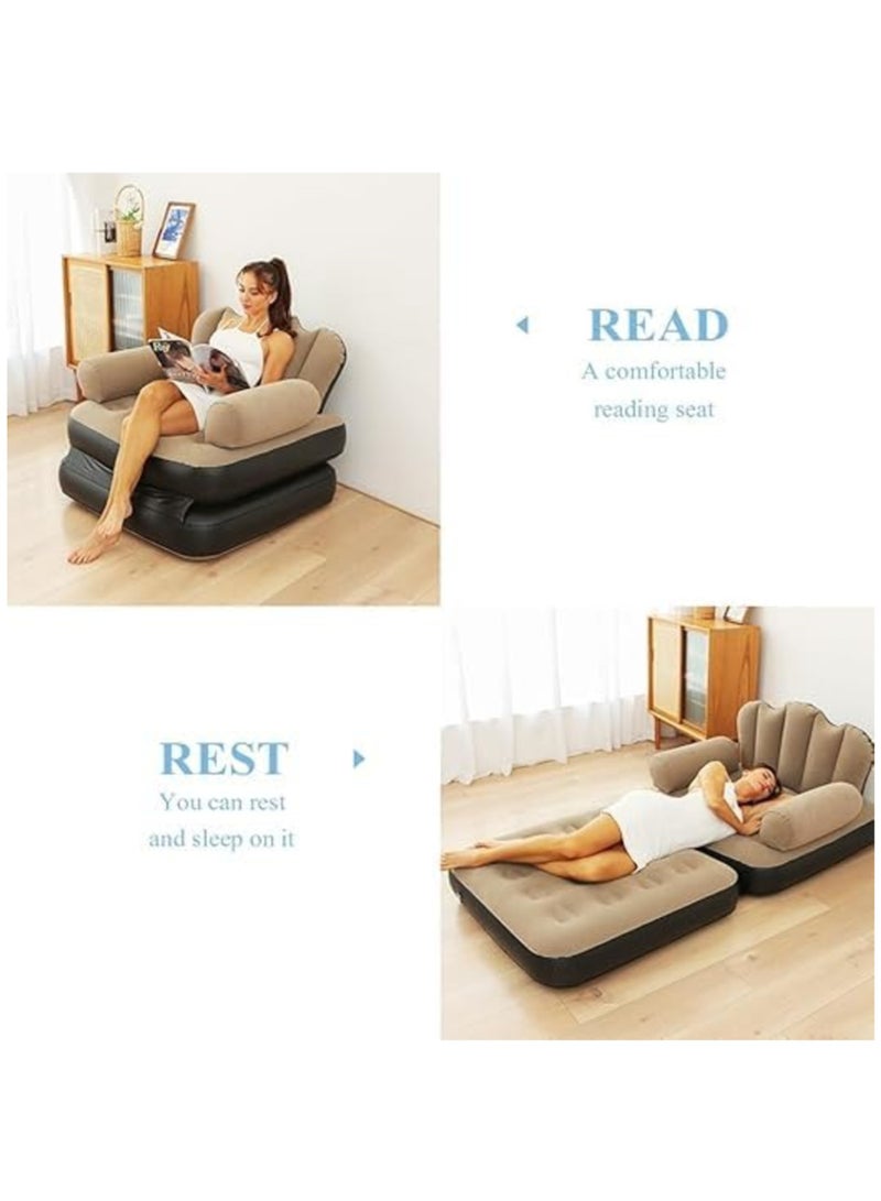 تايجر New Inflatable Chair Air Couch – 2-in-1 Sofa with L-Shaped Armrest & Multifunctional 5-in-1 Design for Versatile Comfort - Image 4