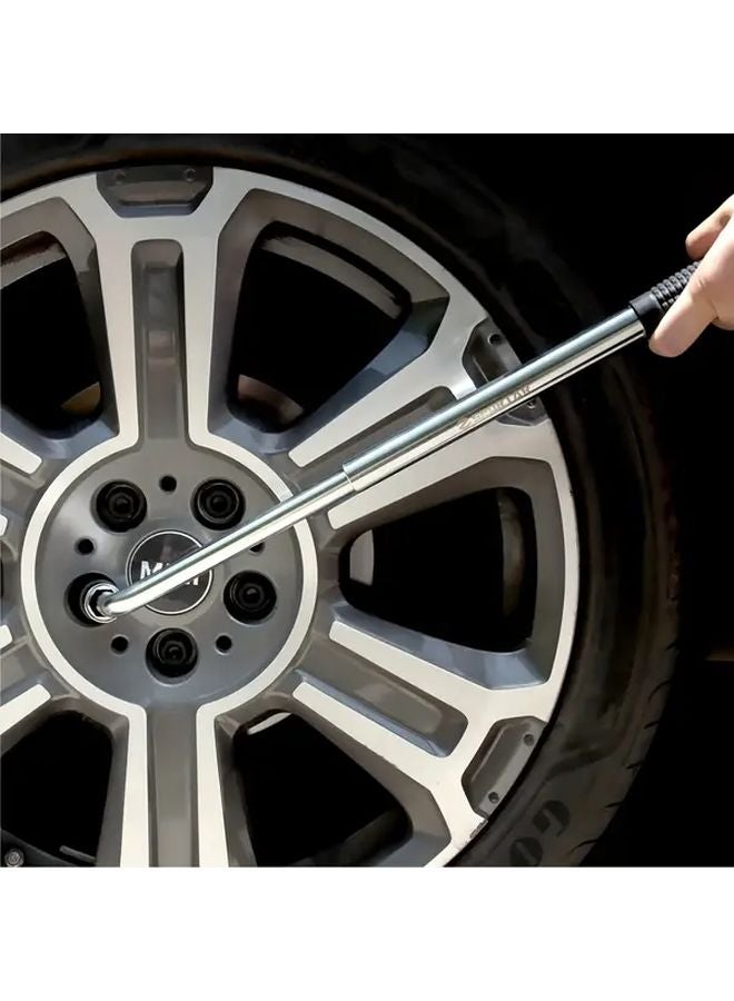 Silvery Telescoping Lug Wrench 17 19 21 23mm Sockets Tire Iron Nut Removal Tool - Image 5