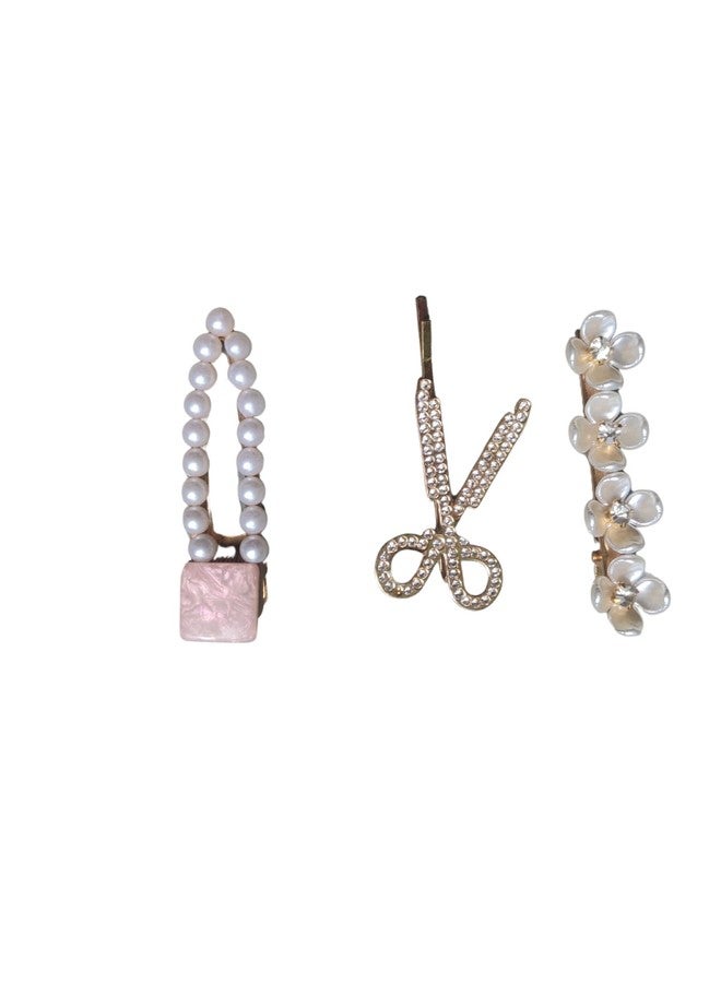 La Belleza Light Pink Pack of 5 Crystal Pearl Rhinestone Hair Clips for Girls - Image 5