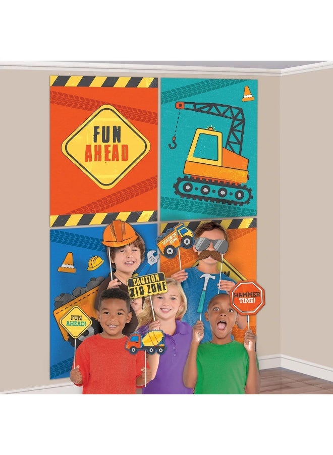 Amscan Construction Themed Photo Booth Props | Multicolor | Pack of 16