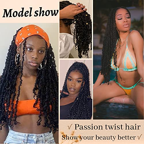 ShowCoco Passion Twist Hair 22 Inch Water Wave Crochet Hair for Black Women Long Curly Passion Twist Braiding Hair for Crochet Braids Hair Extensions(22inch, #1B) - Image 5