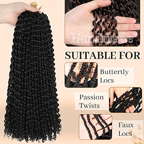 ShowCoco Passion Twist Hair 22 Inch Water Wave Crochet Hair for Black Women Long Curly Passion Twist Braiding Hair for Crochet Braids Hair Extensions(22inch, #1B) - Image 4