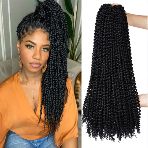 ShowCoco Passion Twist Hair 22 Inch Water Wave Crochet Hair for Black Women Long Curly Passion Twist Braiding Hair for Crochet Braids Hair Extensions(22inch, #1B) - Image 1