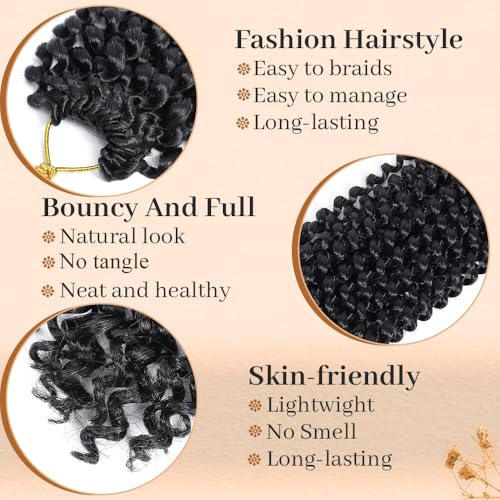 ShowCoco Passion Twist Hair 22 Inch Water Wave Crochet Hair for Black Women Long Curly Passion Twist Braiding Hair for Crochet Braids Hair Extensions(22inch, #1B) - Image 3