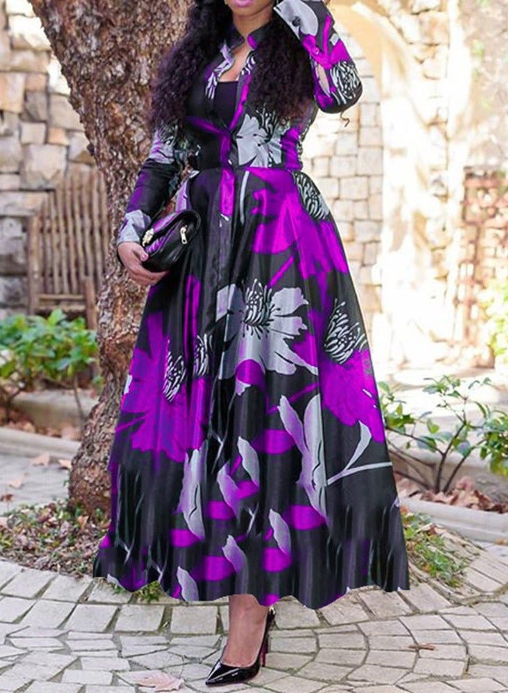 NIBEMINENT Summer Fashion Clothing Women Bohemian Holiday Dress Casual Dress Bohemian Floral Long Maxi Dress - Image 1