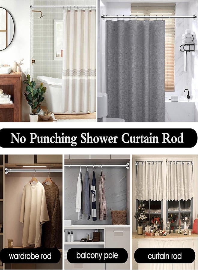 RATSAW Stainless Steel Extendable Shower Curtain Rod Tension Pole with Holders NO Drilling Telescopic Rods for Kitchen Cupboard Bathroom Window  - Image 2