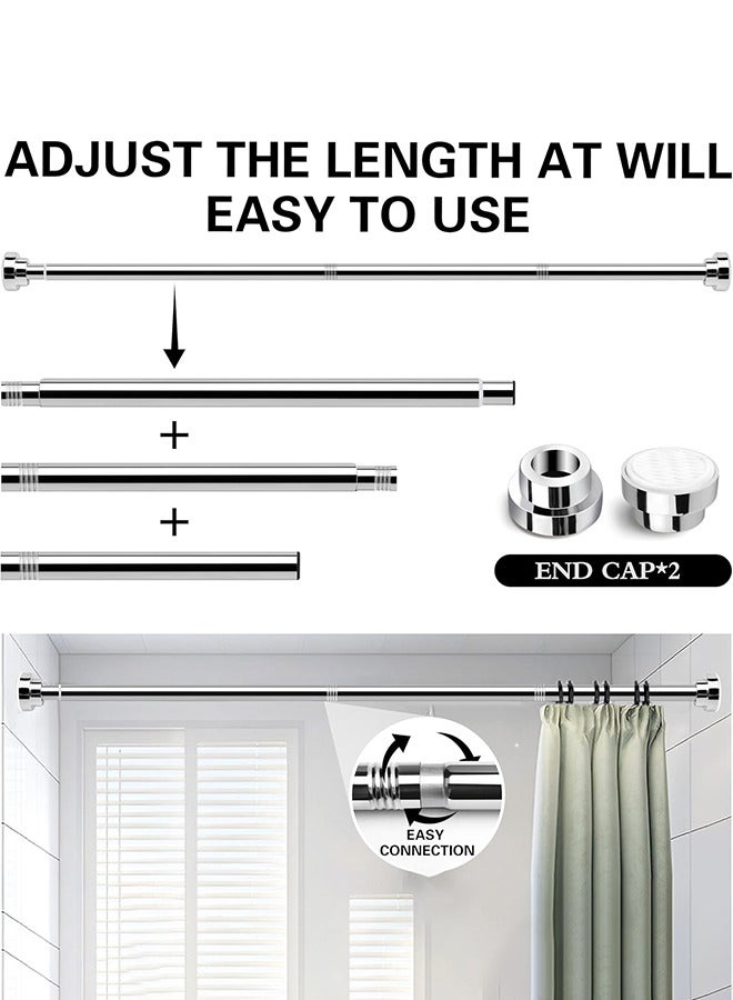 RATSAW Stainless Steel Extendable Shower Curtain Rod Tension Pole with Holders NO Drilling Telescopic Rods for Kitchen Cupboard Bathroom Window  - Image 3