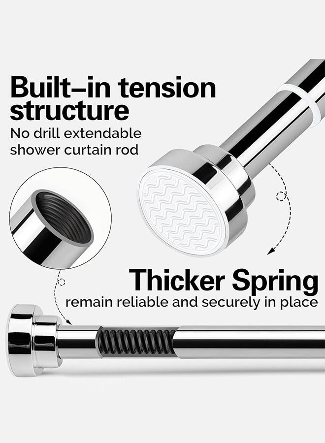 RATSAW Stainless Steel Extendable Shower Curtain Rod Tension Pole with Holders NO Drilling Telescopic Rods for Kitchen Cupboard Bathroom Window  - Image 4