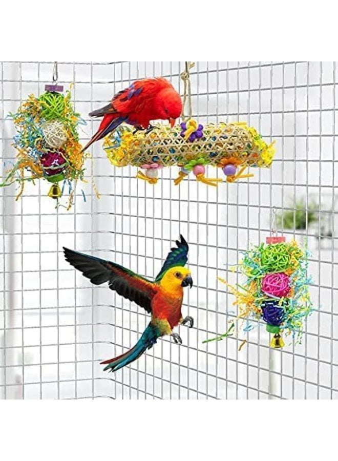 3 Pack Natural Loofah Foraging Chewing Toys with Hanging Ropes Parrot Cage Enrichment Activity Toys for Cockatiels Conures African Greys and Medium Birds - Image 3