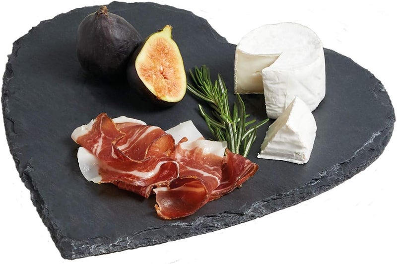 KitchenCraft Artes HeartShaped Slate Serving Platter HandFinished Serveware Centrepiece  25 cm 10 Grey - Image 1