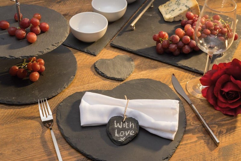 KitchenCraft Artes HeartShaped Slate Serving Platter HandFinished Serveware Centrepiece  25 cm 10 Grey - Image 3