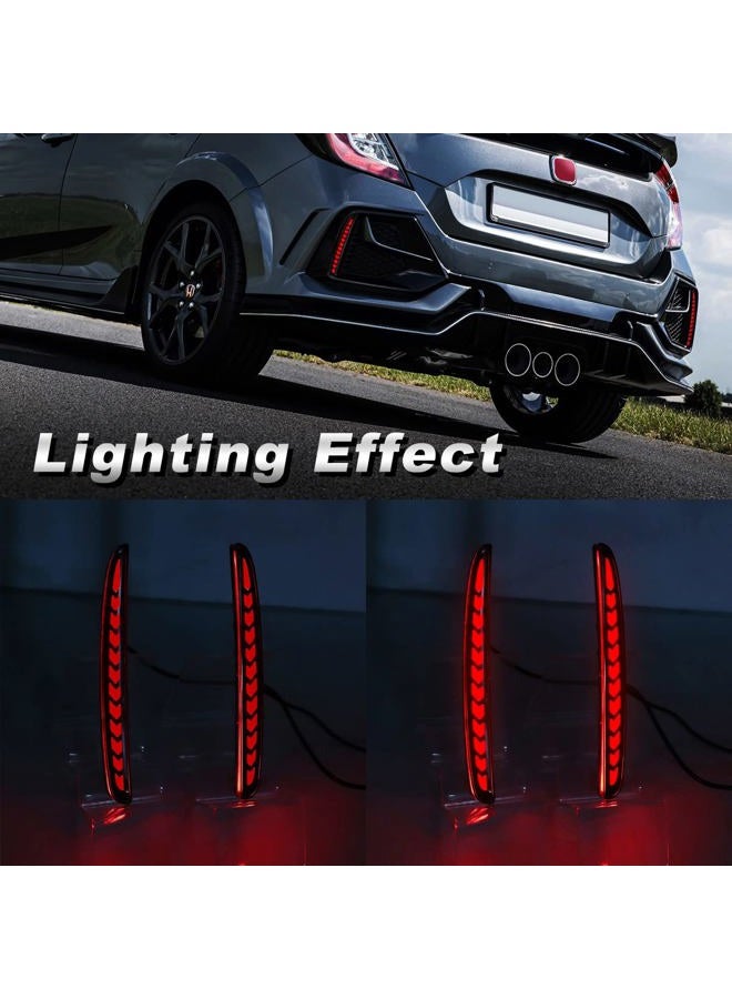 VGETTING Smoked Lens LED Reflector Lights for Honda Civic Hatchback, Type-R, SI 2017 2018 2019 2020 2021 Rear Bumper Tail Light with Sequential Turn Signal, Brake Function (Arrow Smoked) - Image 4