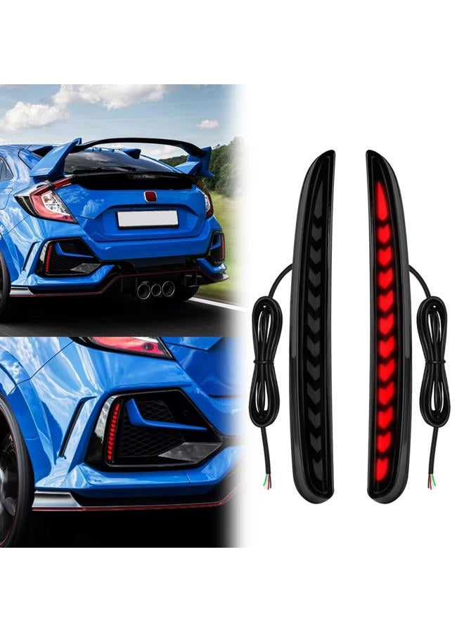 VGETTING Smoked Lens LED Reflector Lights for Honda Civic Hatchback, Type-R, SI 2017 2018 2019 2020 2021 Rear Bumper Tail Light with Sequential Turn Signal, Brake Function (Arrow Smoked) - Image 1