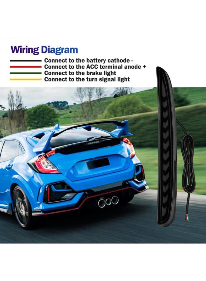 VGETTING Smoked Lens LED Reflector Lights for Honda Civic Hatchback, Type-R, SI 2017 2018 2019 2020 2021 Rear Bumper Tail Light with Sequential Turn Signal, Brake Function (Arrow Smoked) - Image 3