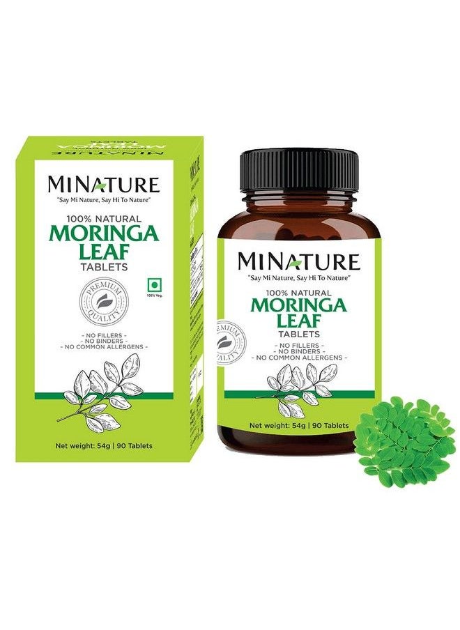minature - Moringa Leaf Tablets 90 Tablets 1000 Mg; By Mi Nature ; 100% Natural Moringa; Antioxidant; Moringa Leaf Powder ; Vitamin C ;Vegan ; From India - Image 1