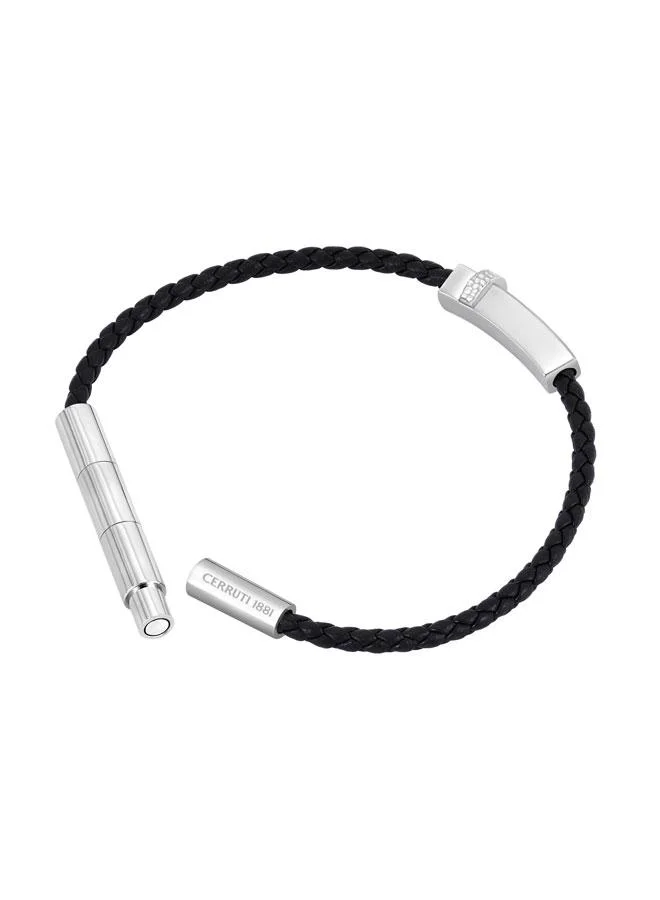 شيروتي 1881 Silvano Black Braided Leather Bracelet for Men