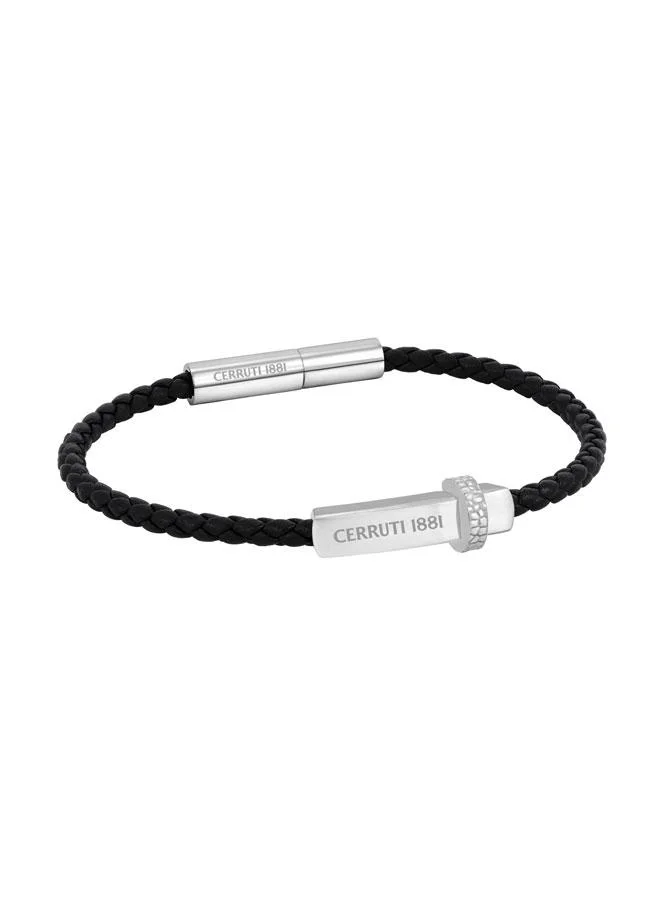 شيروتي 1881 Silvano Black Braided Leather Bracelet for Men