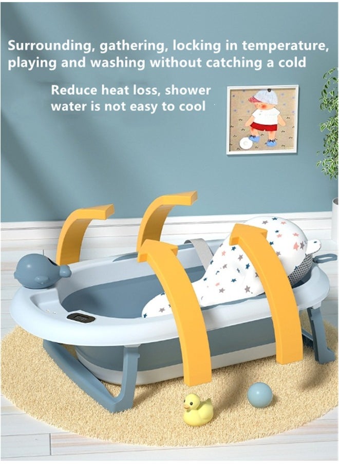 Beauenty - Baby Bathtub Foldable, Baby Bath Essentials Baby Bathtub, Newborn to Toddler Portable Travel Multifunctional Baby Bath Tub with Non-Slip Mat, Drain Hole - Image 1