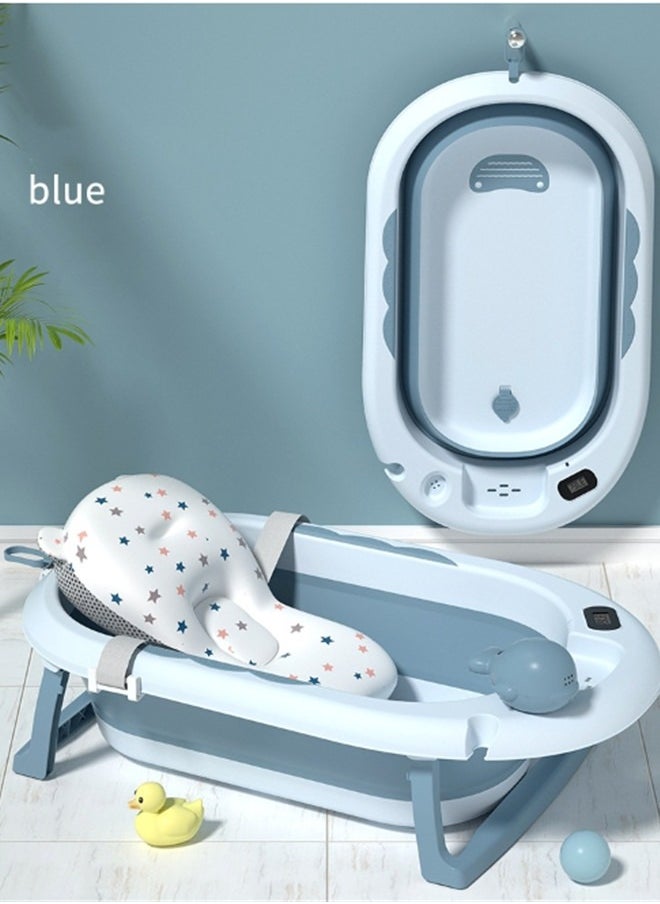 Beauenty - Baby Bathtub Foldable, Baby Bath Essentials Baby Bathtub, Newborn to Toddler Portable Travel Multifunctional Baby Bath Tub with Non-Slip Mat, Drain Hole - Image 1