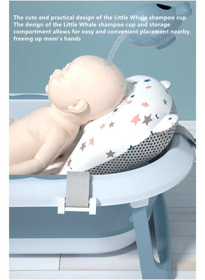 Beauenty - Baby Bathtub Foldable, Baby Bath Essentials Baby Bathtub, Newborn to Toddler Portable Travel Multifunctional Baby Bath Tub with Non-Slip Mat, Drain Hole - Image 1