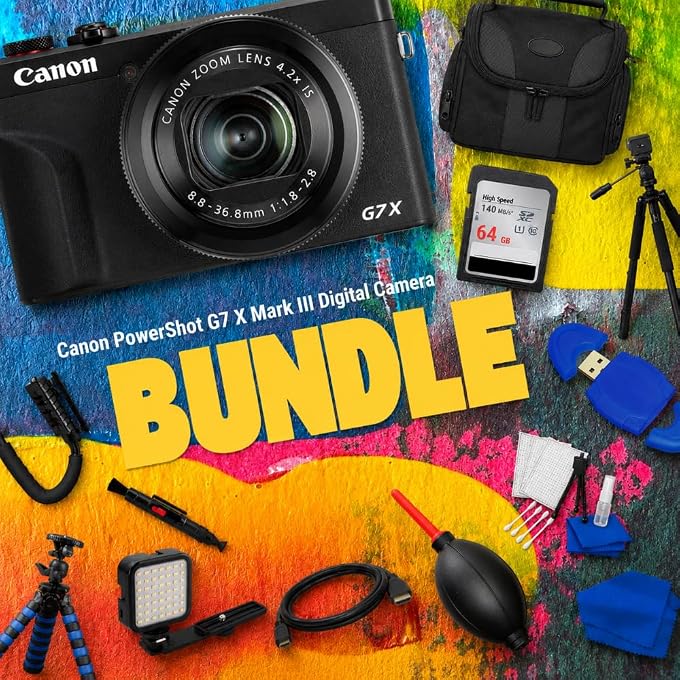 Canon PowerShot G7 X Mark III Digital Camera with Accessory Bundle, Black | 64GB Memory, LED Video Light, Tripod & Monopod, Gadget Bag & Accessories, Renewed - Image 2