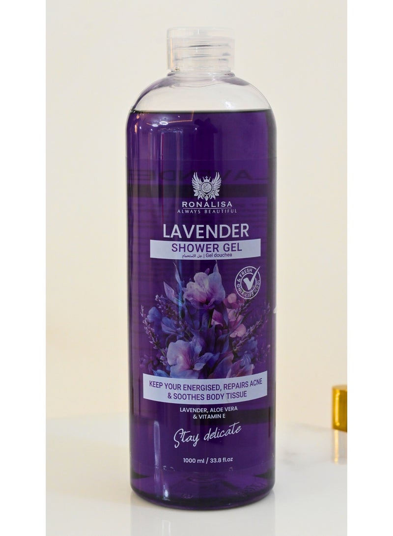 Ronalisa Lavender Shower Gel with Vitamin E and Aloe Vera -1000ml - Image 3