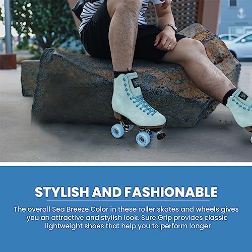 Sure-Grip Boardwalk Unisex Outdoor Roller Skates Material of Leather, Rubber, Suede & Aluminum Trucks | Comfortable, Extra Long Laces - Suitable for Beginners (Sea Breeze, Mens 5 / Womens 6) - Image 5
