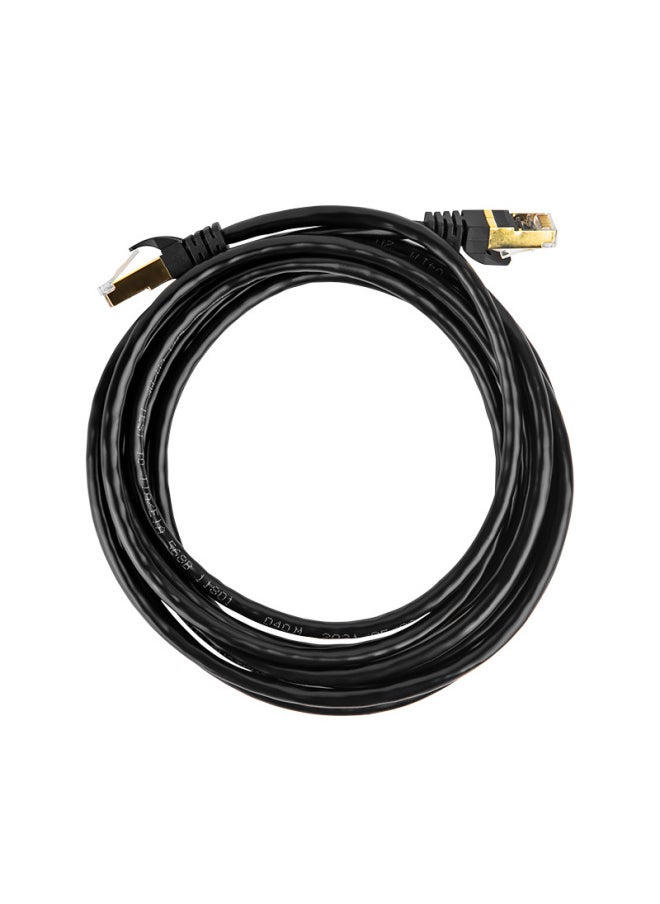Generic 8-core Finished Network Cable Jumper Router Cat 6 Six Gigabit Network Cable RJ45 Computer High-speed Broadband Network Cable-Color:Pure Black Gold-plated Shield Head-Line Length:1m  - Image 3