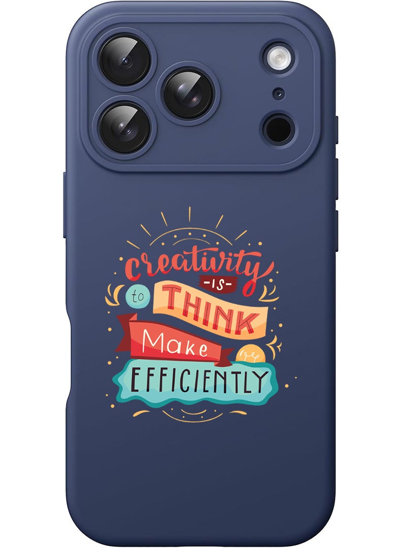 Theodor Protective Slim Fit Case Liquid Silicone Cover with Full Body Protection Anti-Scratch Shockproof Case For Apple iPhone 17 Pro Max (Blue) creativity is to think - Image 1