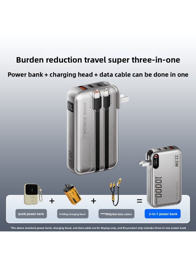 توبيز باور بنك توبيز PB-01 بسعة 10000mAh شحن سريع 22.5 واط شاحن ثلاثي مدمج مع كابل لايتنينغ وتايب سي منافذ USB-A وتايب سي محمول - Image 3