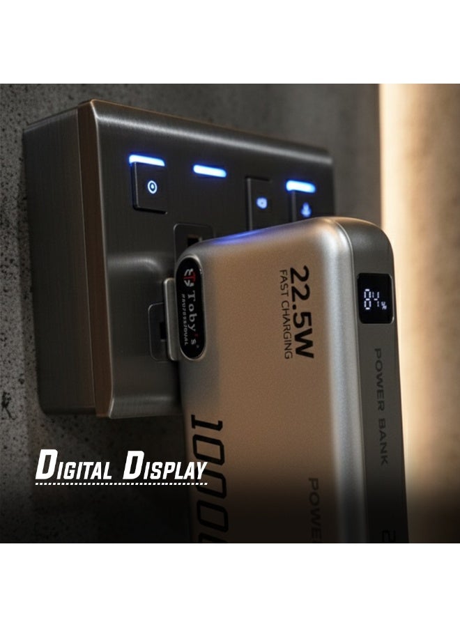 توبيز باور بنك توبيز PB-01 بسعة 10000mAh شحن سريع 22.5 واط شاحن ثلاثي مدمج مع كابل لايتنينغ وتايب سي منافذ USB-A وتايب سي محمول - Image 4