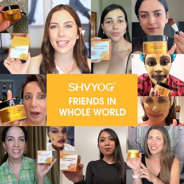 SHVYOG Turmeric Vitamin C Clay Mask with Kaolin Clay for Dull Skin, Deep Cleansing, Face Masks Skincare for Controlling Oil and Refining Pores 5.29 Oz 150g - Image 3