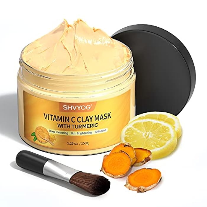 SHVYOG Turmeric Vitamin C Clay Mask with Kaolin Clay for Dull Skin, Deep Cleansing, Face Masks Skincare for Controlling Oil and Refining Pores 5.29 Oz 150g - Image 1