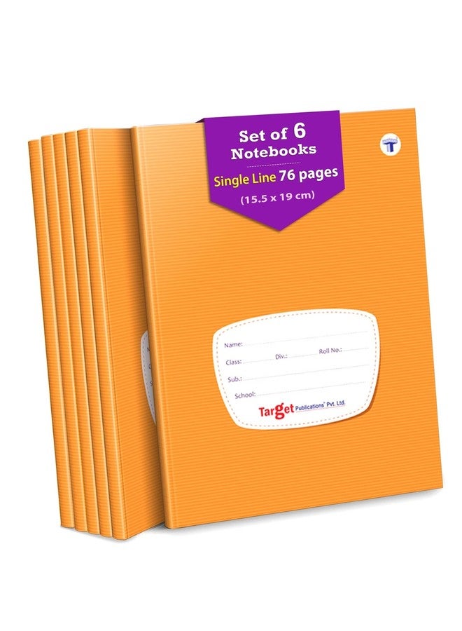TARGET PUBLICATIONS WOODSNIPE Target Publications Single Line Notebook|Small Single Line Copy|72 Ruled Pages|Hard Brown Cover Book|15.5 Cm X 19 Cm Approx|for School,College and Office Use|Pack of 6 Books|GSM 60 - Image 1