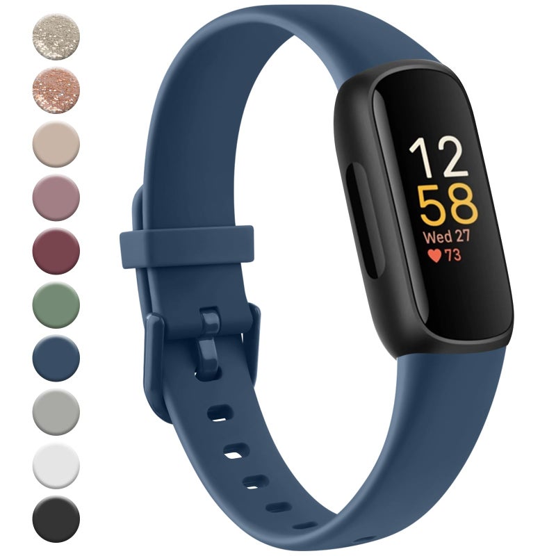 Meliya for Fitbit Inspire 3 Bands Women Men, Soft Silicone Adjustable Wristband Replacement Sport Straps Compatible with Fitbit Inspire 3 Fitness Tracker (Abyss Blue) - Image 1