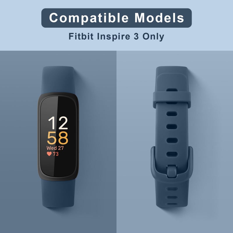 Meliya for Fitbit Inspire 3 Bands Women Men, Soft Silicone Adjustable Wristband Replacement Sport Straps Compatible with Fitbit Inspire 3 Fitness Tracker (Abyss Blue) - Image 2