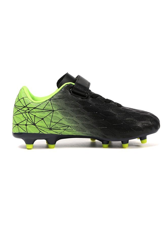 Skerxut Soccer Cleats, Kids Firm Ground Football Shoes, Boys Girls Athletic Outdoor, Black/Blue, 3 Big Kid - Image 4
